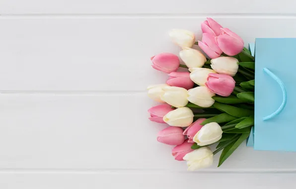 Gift, bouquet, tulips, packaging