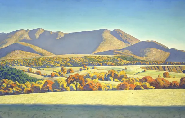 Picture autumn, landscape, picture, Rockwell Kent, Rockwell Kent, Bay Kelly. Mount Jane