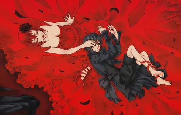 Girl, boy, red dress, aunt, Kuroshitsuji, Dark Butler