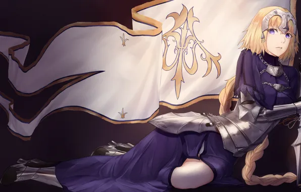 Girl, anime, art, Fate Grand Order, Joan of Arc, The destiny of a great campaign