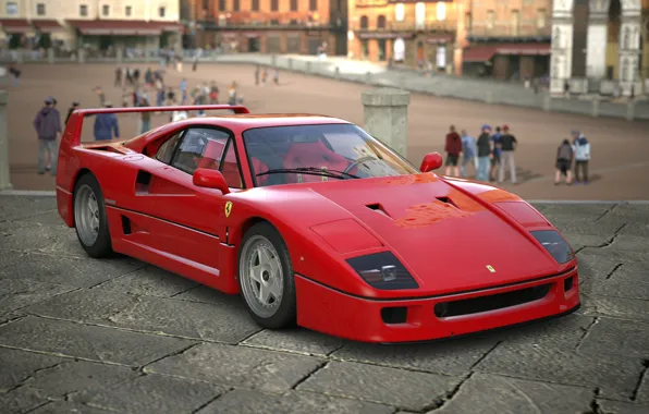 Red, Auto, Machine, Ferrari, People, Ferrari, F40, Graphics