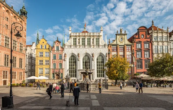 Picture building, home, area, Poland, fountain, architecture, Poland, Gdansk