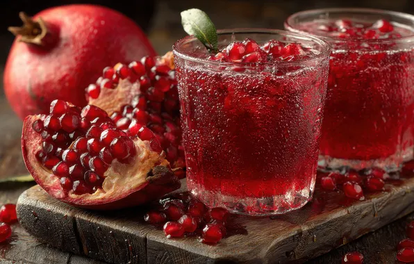Drops, Board, juice, glasses, cold, drink, fruit, grenades