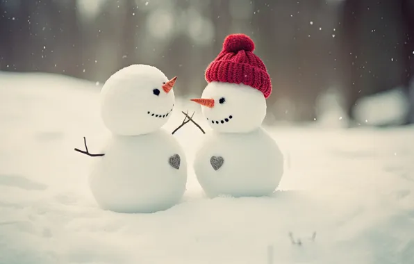 Winter, snow, Christmas, New year, snowmen, snowman, AI art, neural network