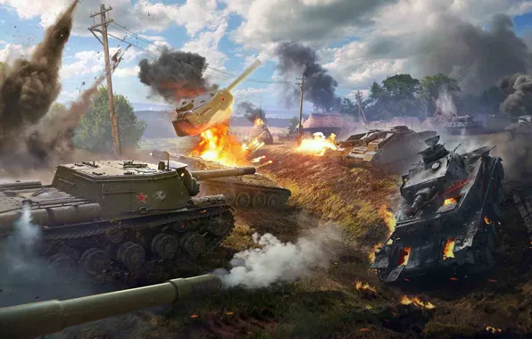 Germany, tank, USSR, sau, average, World of Tanks, SU-152, T-34-85