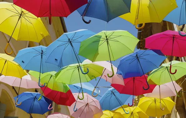 France, umbrella, umbrellas, Beziers, street the Citadel