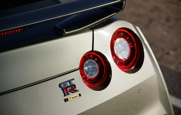 Nissan, GT-R, close-up, R35, badge, Nissan GT-R T-spec