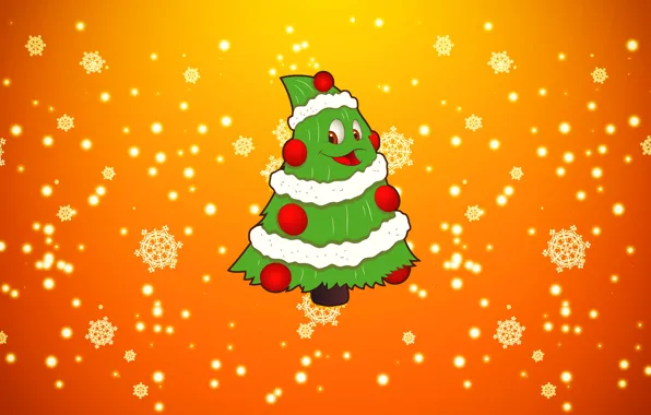 Minimalism, Snow, New Year, Christmas, Snowflakes, Background, Tree, Tree