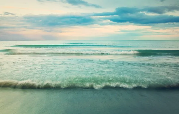 Sea, wave, the sky, water, clouds, landscape, nature, background