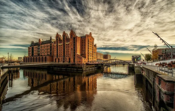 Bridge, HDR, Germany, channel, Hamburg, Germany, Hamburg