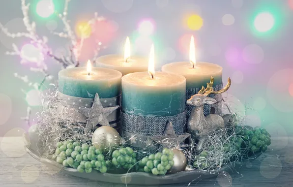 Picture decoration, new year, candles, New Year, candles, decorations