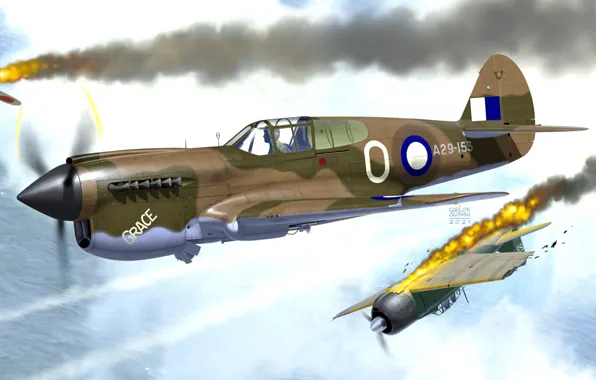 Fighter, P-40 Warhawk, Combat aircraft, P-40E, Piston aircraft