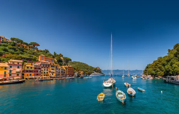 Sea, building, yachts, boats, Italy, Italy, The Ligurian sea, harbour