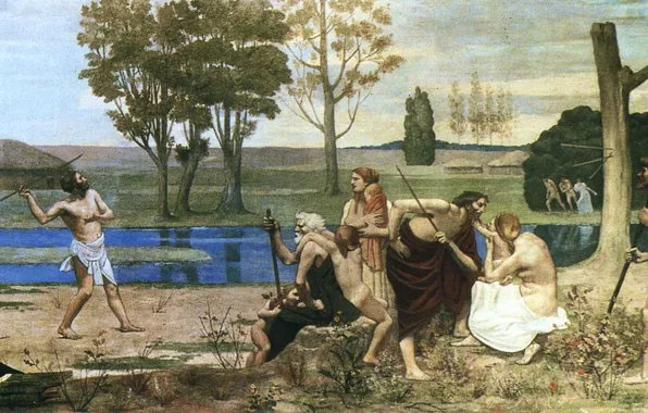 River, people, picture, the plot, hut, hunter, the Bible, Puvis de Chavannes