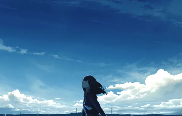 The sky, schoolgirl, crying