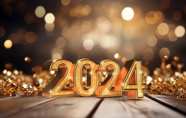 Picture decoration, background, gold, New Year, figures, golden, new year, happy