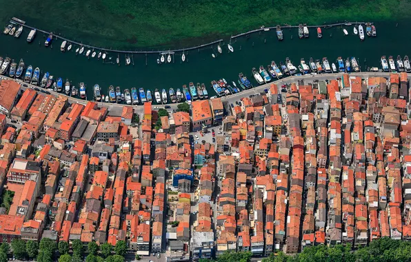 Boat, home, Italy, panorama, channel, Chioggia, province of Venice