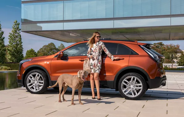 Cadillac, Girl, Dog, Side, Crossover, Cadillac XT4