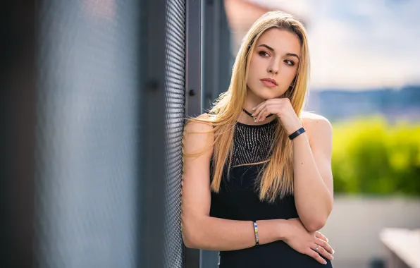 Girl, model, portrait, blonde, bokeh