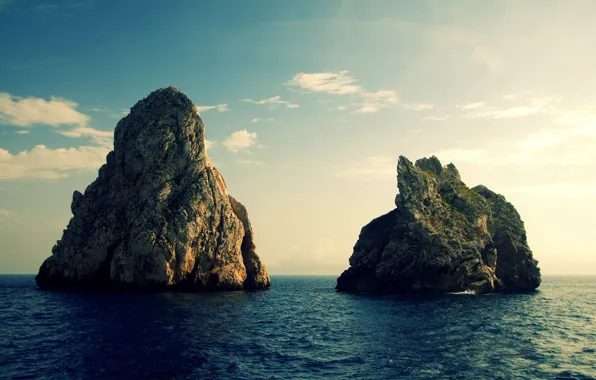 Sea, the sky, water, clouds, stones, rocks