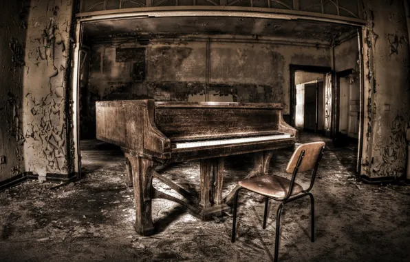 Background, chair, piano