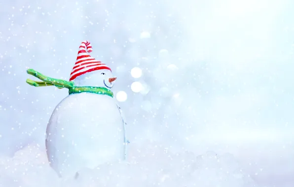 Winter, snow, holiday, toy, Christmas, New year, snowman, light background