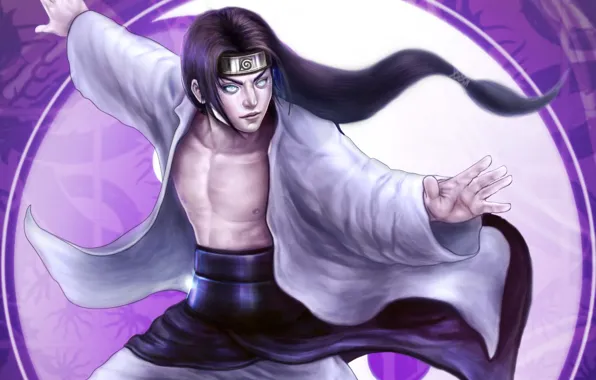 Hair, art, guy, bandana, naruto, stand, neji