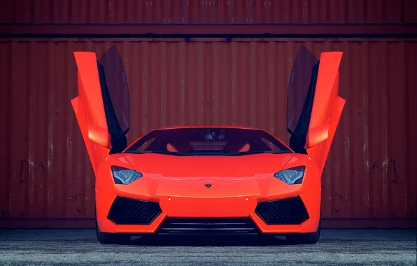 Orange, lamborghini, the front, containers, orange, aventador, lp700-4, Lamborghini