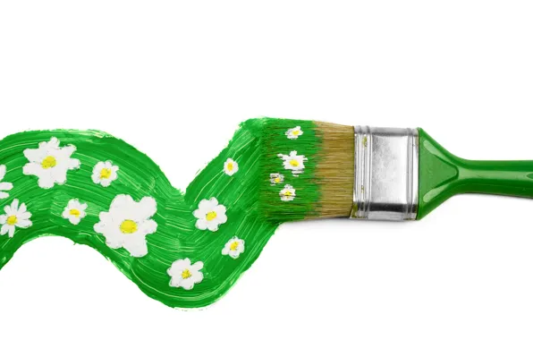 Picture greens, flower, green, paint, color, spring, brush, bright