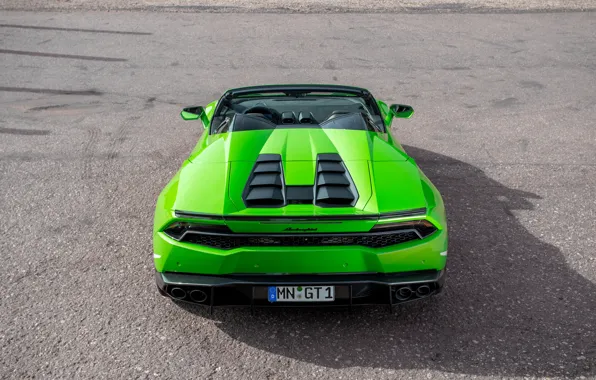 Picture machine, green, tuning, ass, Lamborghini, supercar, Spyder, exhausts