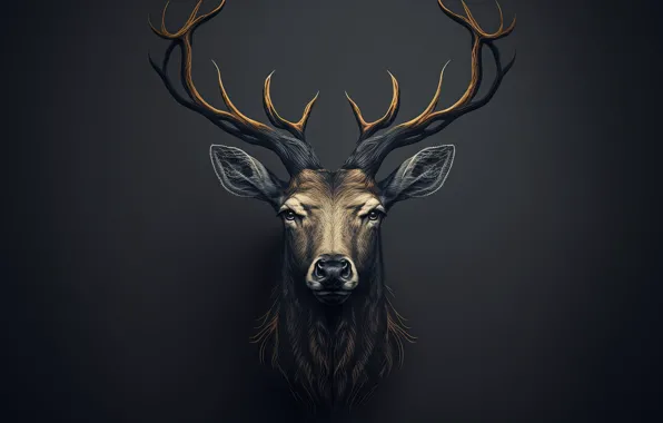 Picture animal, minimalism, deer, horns, fauna