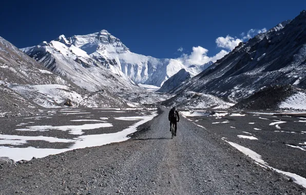 Mountains, nature, sport, cyclist