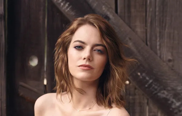 Look, girl, face, hair, chain, shoulders, Emma Stone