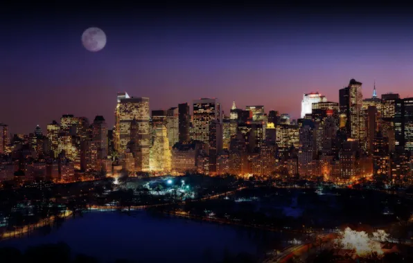 Picture road, night, the city