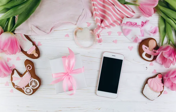 Flowers, background, holiday, Tulips, cookies, nipples, birth, buds
