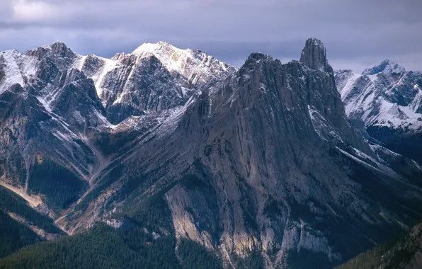 The sky, snow, mountains, clouds, nature, rocks