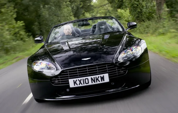 Aston Martin, lights, Roadster, car, V8 Vantage, black, the front, N420