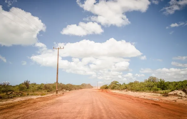 Picture road, the sky, clouds, wire