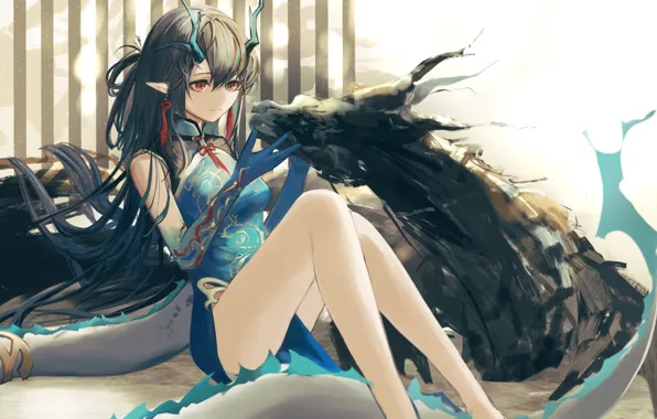 Legs, horns, Chinese dragon, Dusk, Arknights