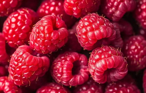 Macro, berries, raspberry, harvest, a lot, AI art, neural network