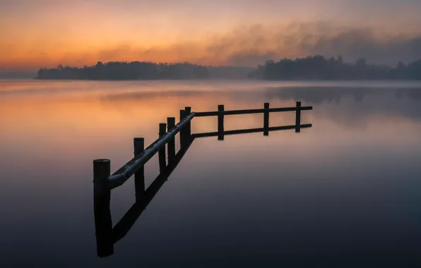 Lake, calm, silence, haze
