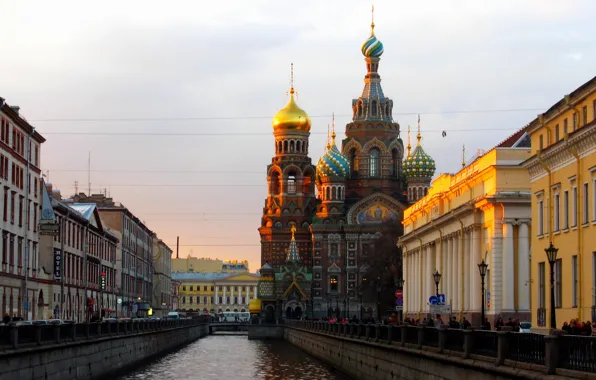 Picture river, building, home, boats, Russia, promenade, Peter, Saint Petersburg