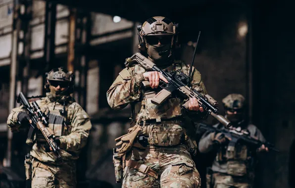 Soldiers, Three, Digital art, Equipment, Machines, AI art, The Art of Artificial Intelligence, Neural network