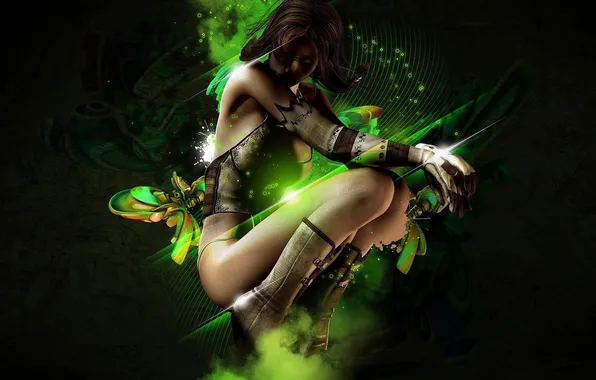 Look, girl, green, Wallpaper, fantasy