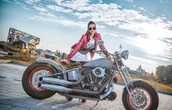 Girl, motorcycle, Harley Davidson, bike, Harley