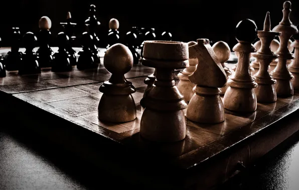Light, darkness, game, chess, cells, shadows, Board, figure