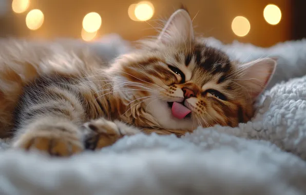 Language, cat, look, lights, pose, kitty, legs, lies