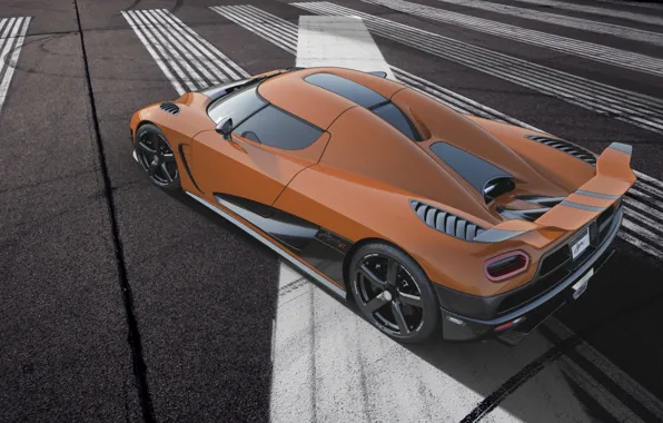 Orange, markup, Koenigsegg, supercar, spoiler, rear view, wing, hypercar