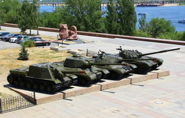 Trees, Top, The is-2, Tanks, Volga, SAU, ISU-152, T-72