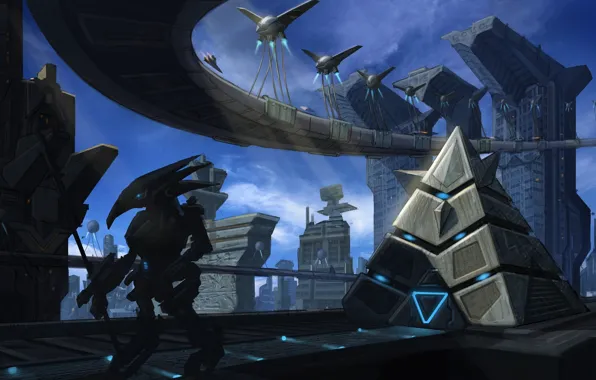 Picture the city, robot, art, pyramid, megapolis